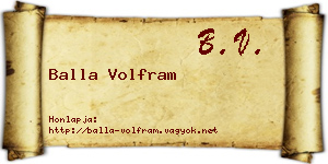 Balla Volfram névjegykártya